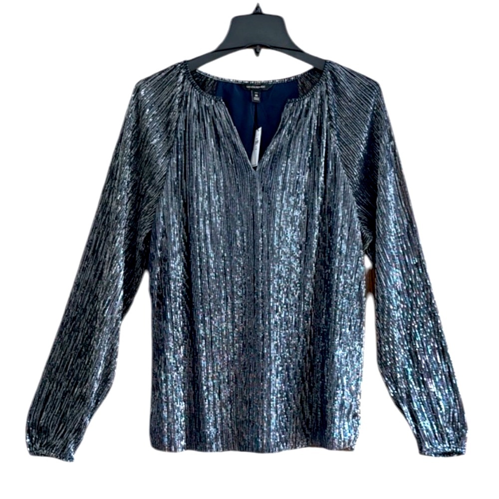 Banana Republic Womens Medium Tall Shimmering Black Blouse